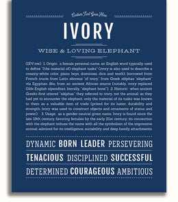 Ivory Personalized Name Meaning Art Prints – Name Stories