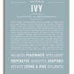 Ivy Personalized Name Meaning Art Prints – Name Stories