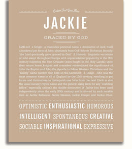 Jackie Personalized Name Meaning Art Prints – Name Stories