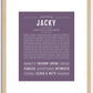 Jacky (female) | Name Art Print