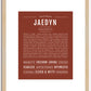 Jaedyn (female) | Name Art Print