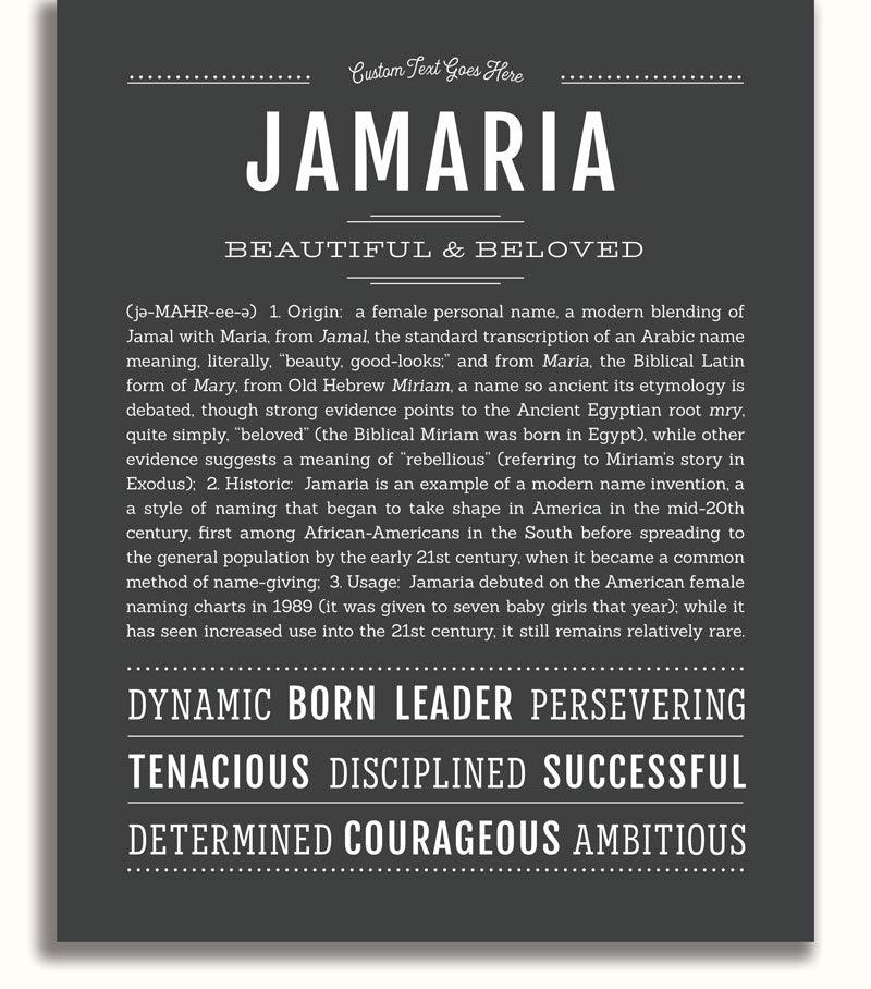 Jamaria Personalized Name Meaning Art Prints – Name Stories