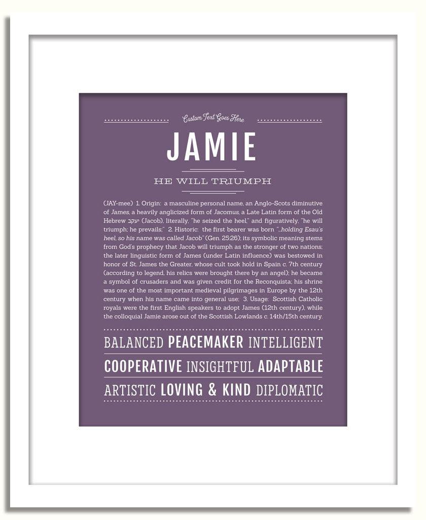 Jamie Personalized Name Meaning Art Prints – Name Stories
