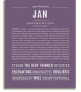 Jan Personalized Name Meaning Art Prints – Name Stories