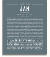 Jan Personalized Name Meaning Art Prints – Name Stories