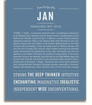 Jan Personalized Name Meaning Art Prints – Name Stories