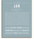 Jan Personalized Name Meaning Art Prints – Name Stories