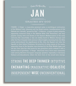 Jan Personalized Name Meaning Art Prints – Name Stories