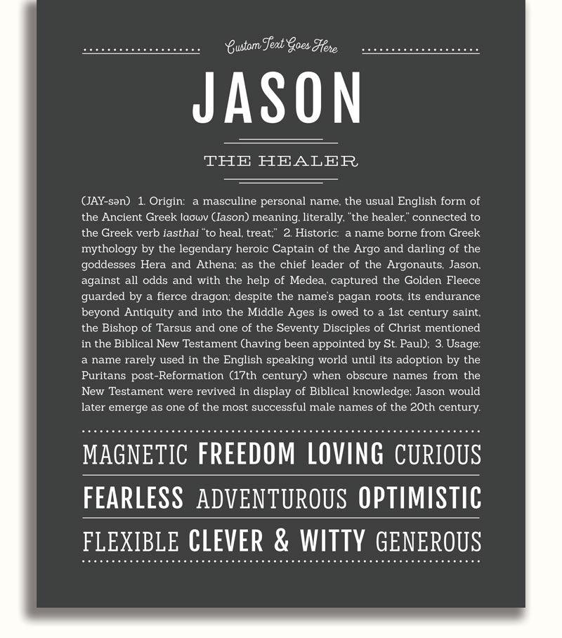Jason Personalized Name Meaning Art Prints – Name Stories