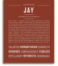 Jay Personalized Name Meaning Art Prints – Name Stories
