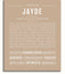 Jayde Personalized Name Meaning Art Prints – Name Stories