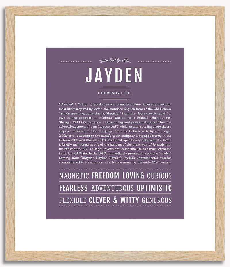 Jayden (female) | Name Art Print