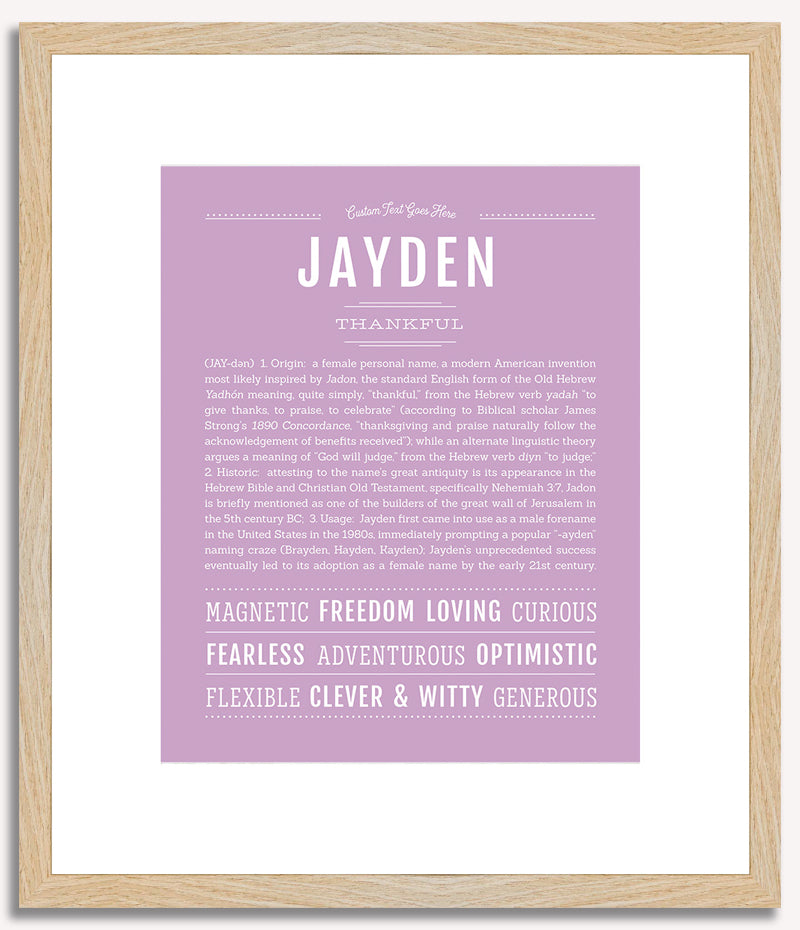 Jayden (female) | Name Art Print