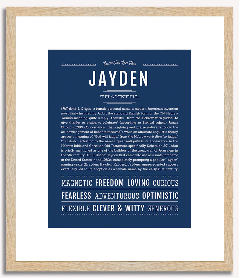 Jayden (female) | Name Art Print