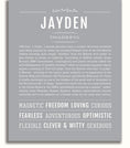 Jayden Personalized Name Meaning Art Prints – Name Stories