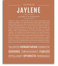 Jaylene Personalized Name Meaning Art Prints – Name Stories