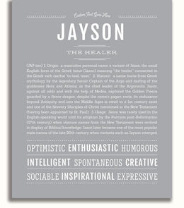 Jayson Personalized Name Meaning Art Prints – Name Stories