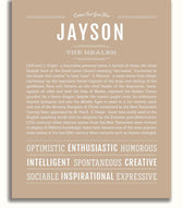 Jayson Personalized Name Meaning Art Prints – Name Stories