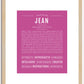 Jean (female) | Name Art Print