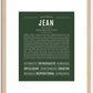 Jean (female) | Name Art Print