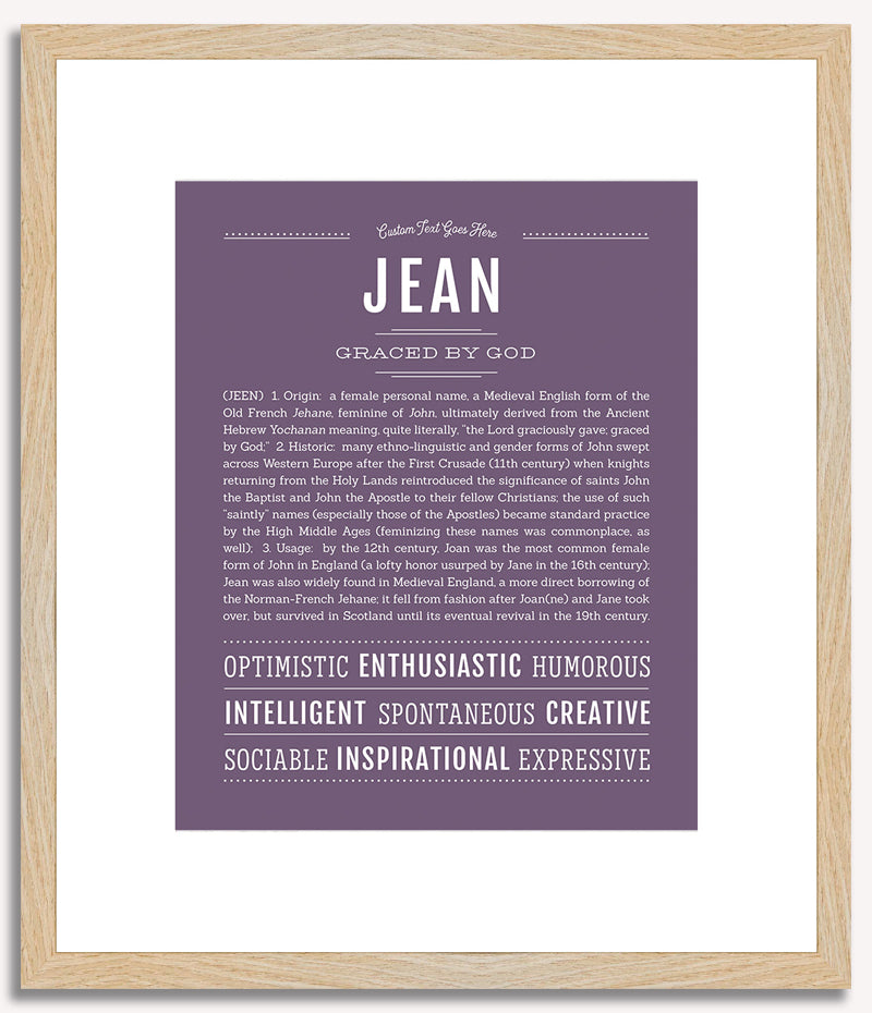 Jean (female) | Name Art Print