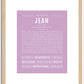 Jean (female) | Name Art Print