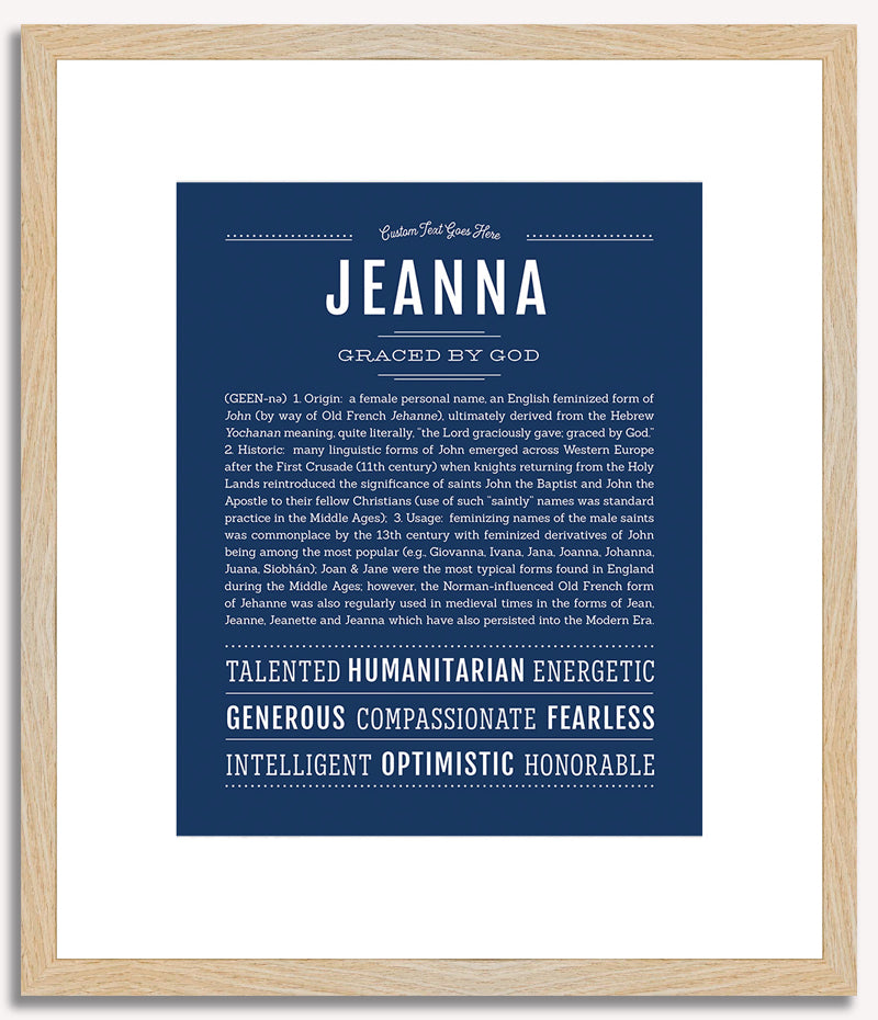 Jeanna Personalized Name Meaning Art Prints – Name Stories