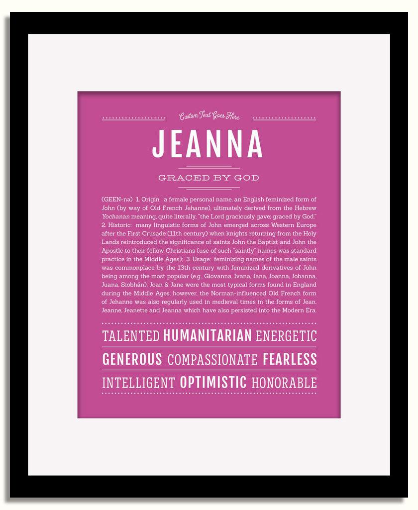 Jeanna Personalized Name Meaning Art Prints – Name Stories