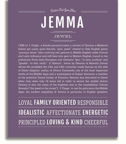 Cursive Jemma Jemma | Name Art Print – Name Stories