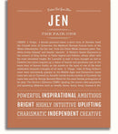 Jen Personalized Name Meaning Art Prints – Name Stories