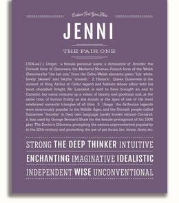 Jenni Personalized Name Meaning Art Prints – Name Stories