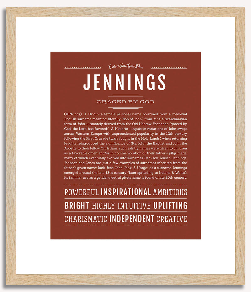 Jennings (female) | Name Art Print