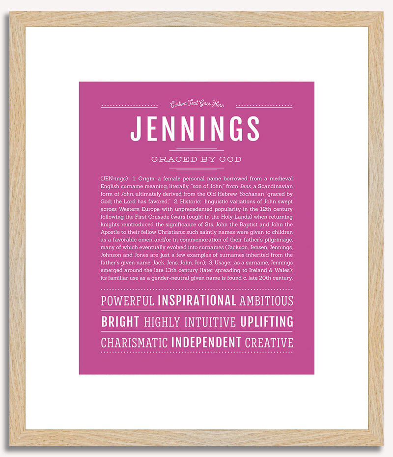 Jennings (female) | Name Art Print