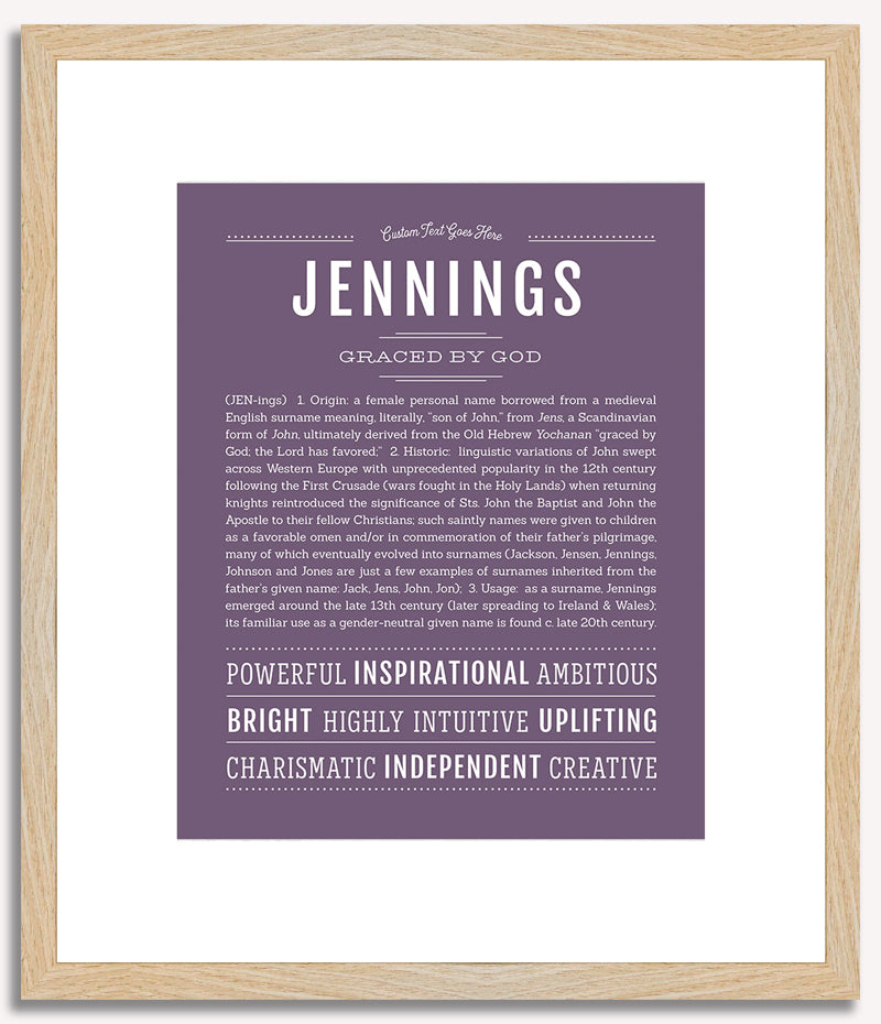 Jennings (female) | Name Art Print