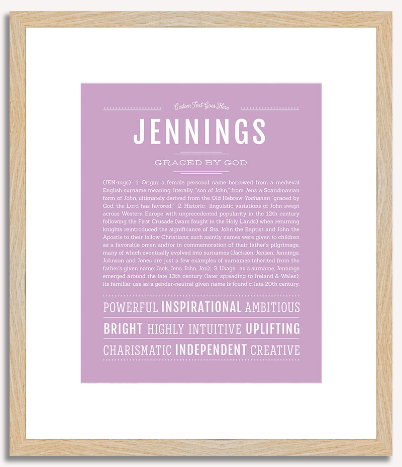 Jennings (female) | Name Art Print