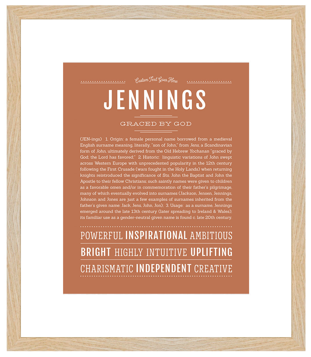 Jennings (female) | Name Art Print