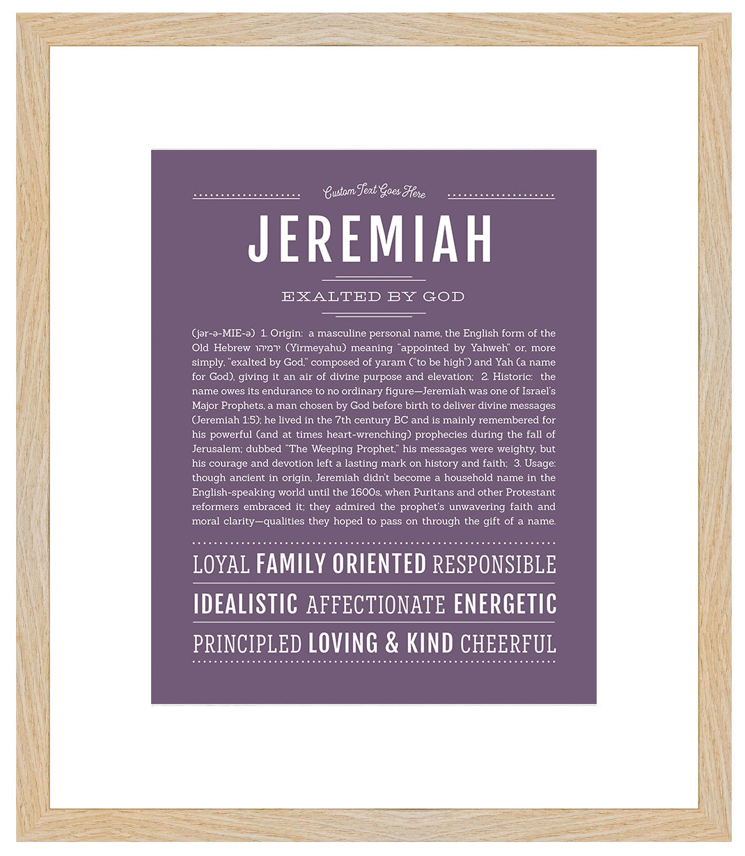 Frame Options | Deep Purple | Maple Frame, Matted