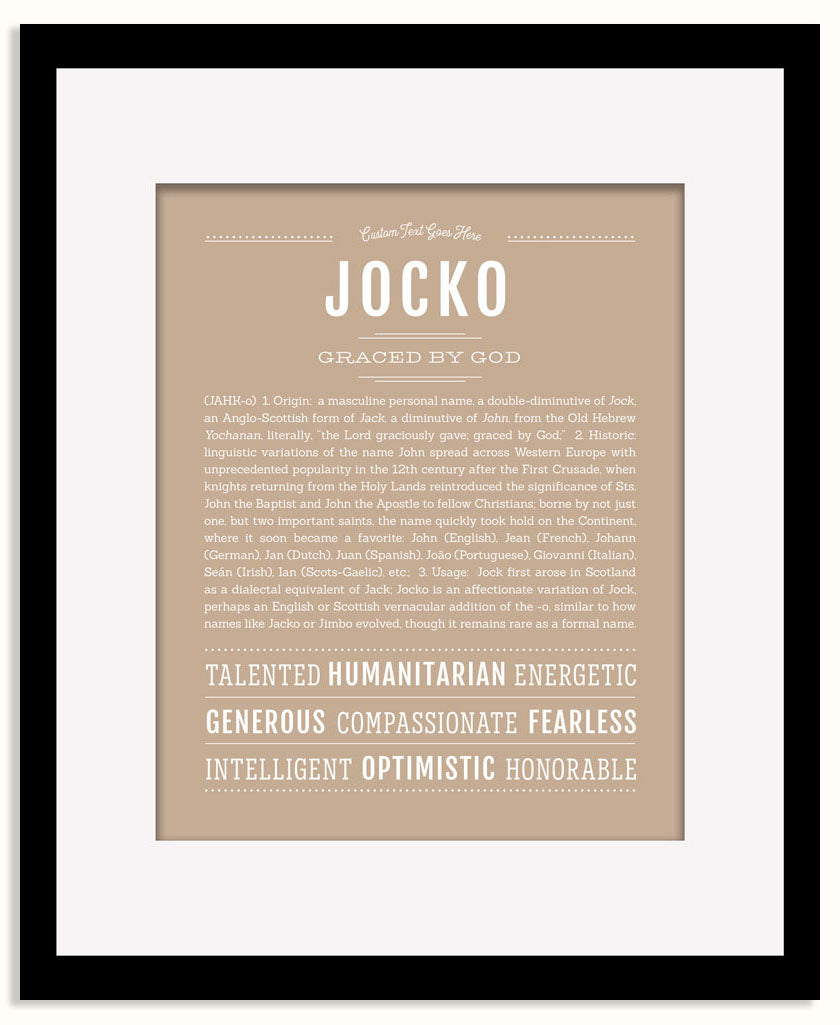 Frame Options | Tan | Black Frame, Matted