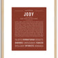 Jody (female) | Name Art Print