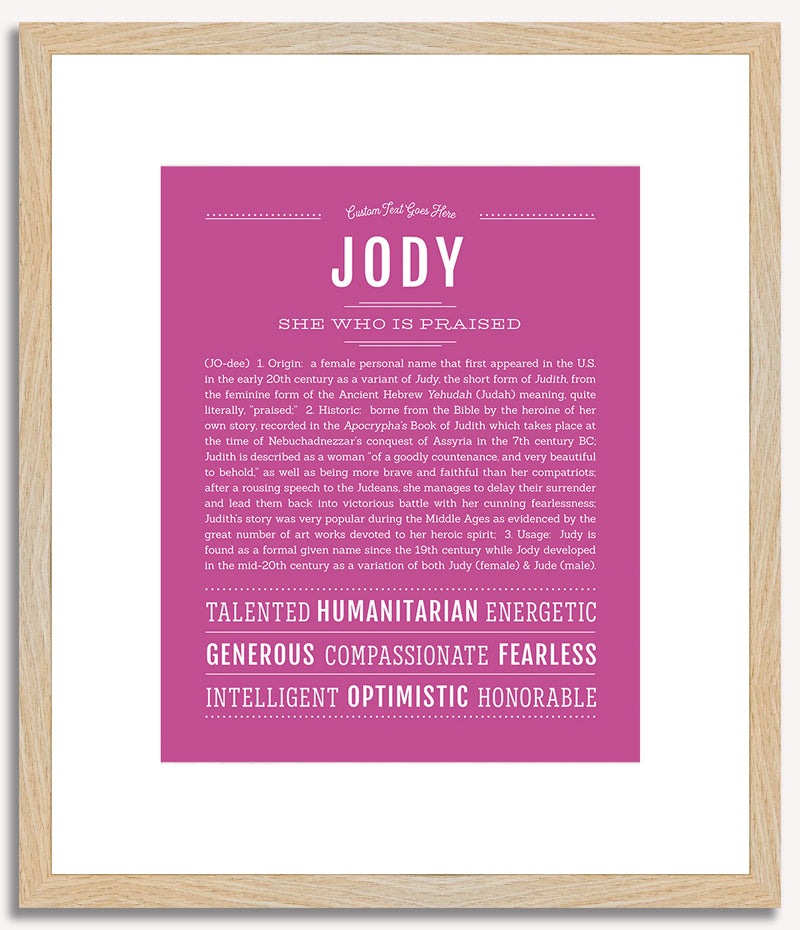 Jody (female) | Name Art Print