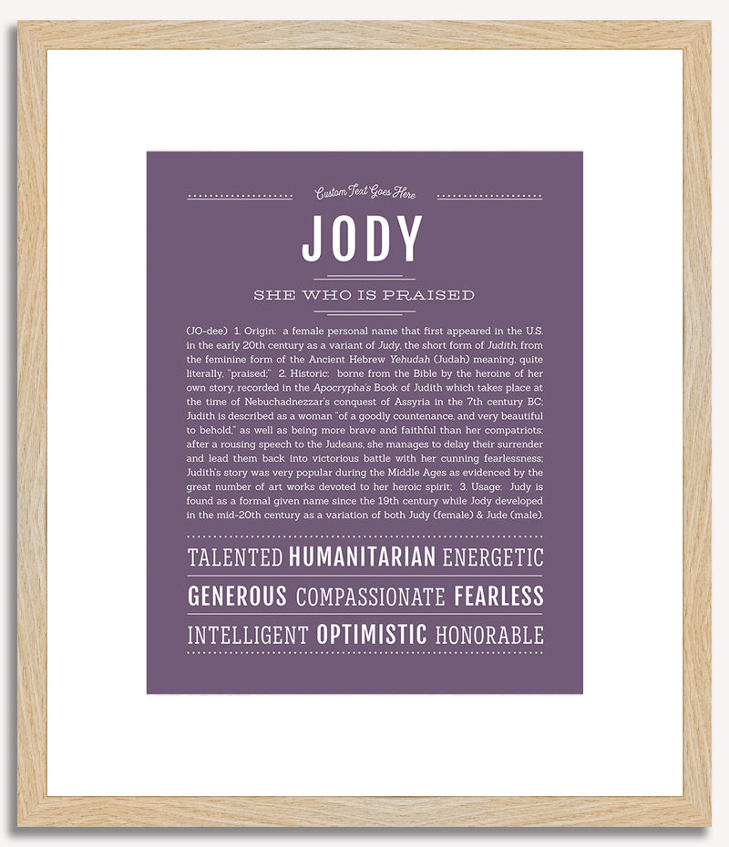 Jody (female) | Name Art Print