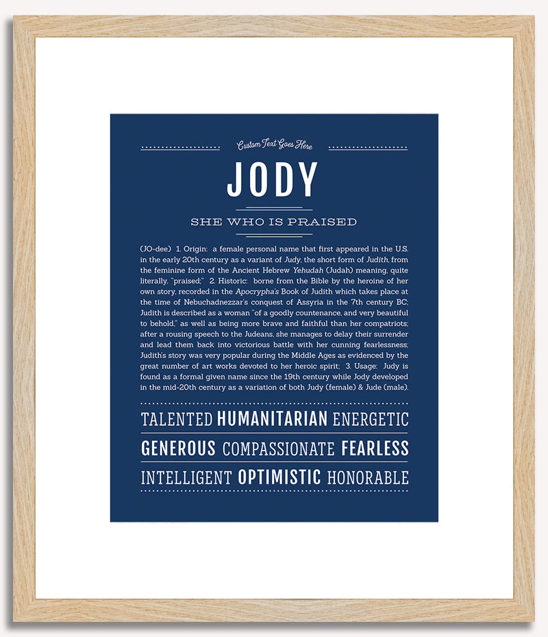 Jody (female) | Name Art Print