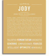 Jody Personalized Name Meaning Art Prints – Name Stories