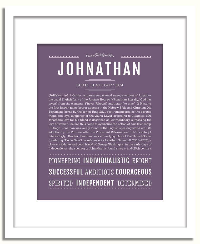 Johnathan Personalized Name Meaning Art Prints – Name Stories