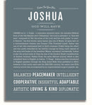 Joshua Personalized Name Meaning Art Prints – Name Stories