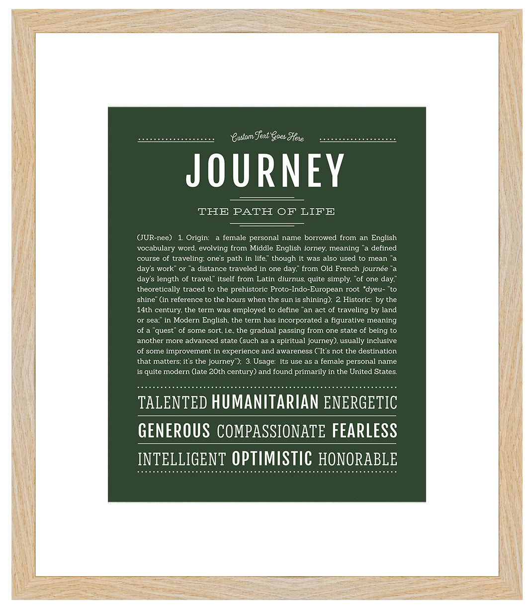 Journey Personalized Name Meaning Art Prints – Name Stories