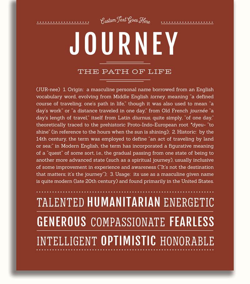 Journey Personalized Name Meaning Art Prints – Name Stories