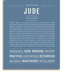 Jude Personalized Name Meaning Art Prints Name Stories jude-personalized-name-meaning-art-prints-name-stories