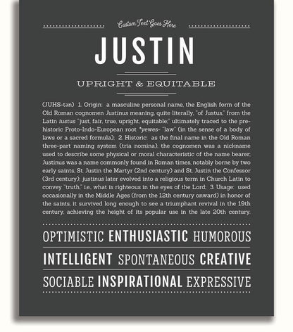 Justin | Name Art Print - Personalized Custom Gifts – Name Stories
