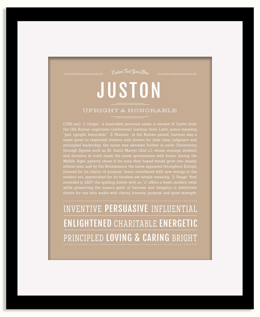 Frame Options | Tan | Black Frame, Matted